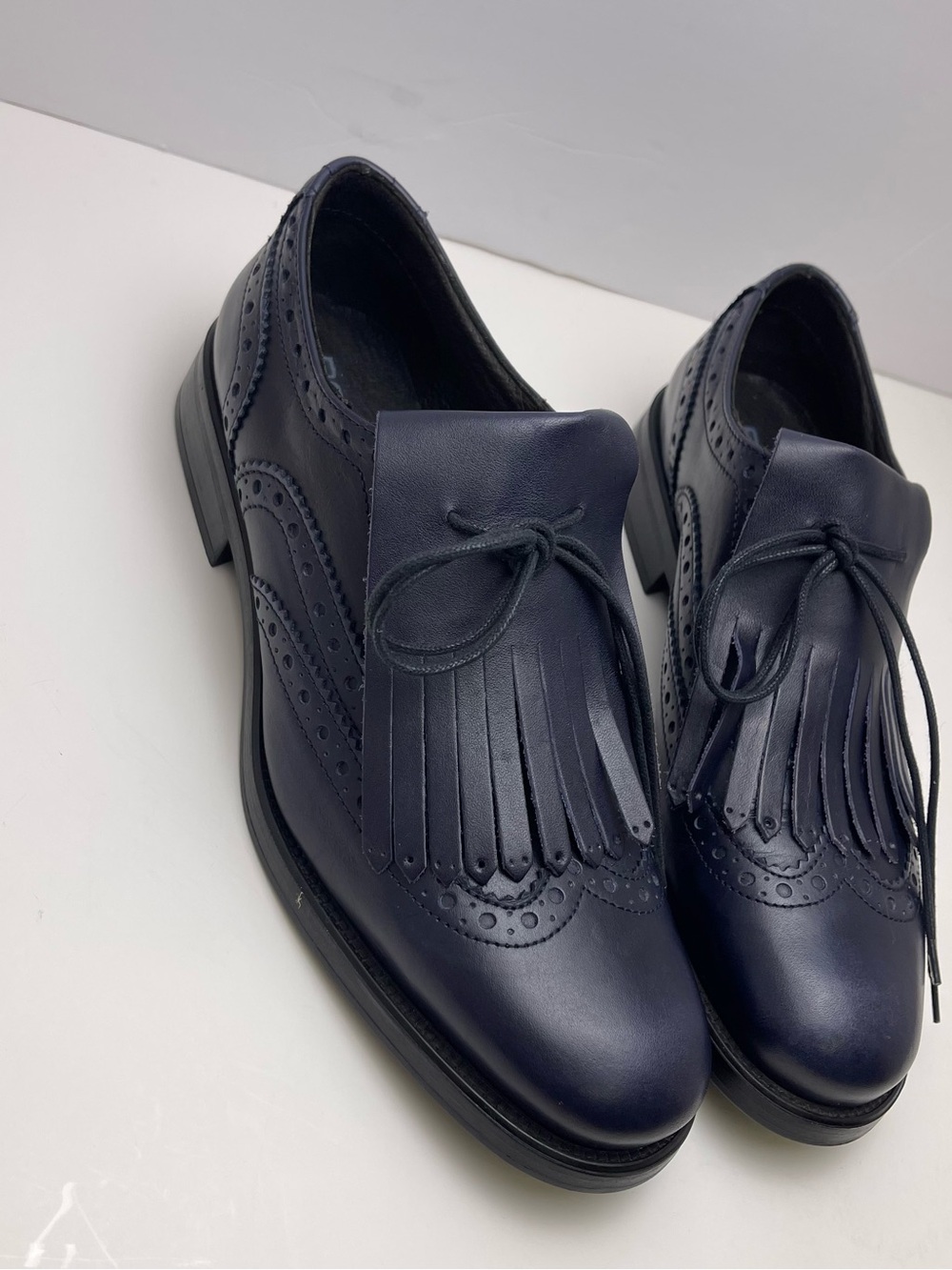 Boemos Women’s Indigo Leather Fringe Kiltie Brogue Wingtip Oxford Lace-Up EU38 - Picture 8 of 16